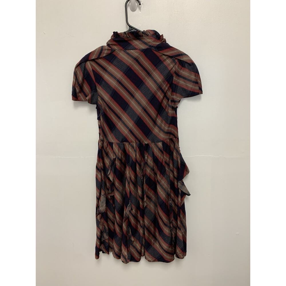 L.A.M.B. Womens Plaid Short Sleeve Ruffle Mini Shirt Dress Red Blue Tan Size 2 - Picture 3 of 3